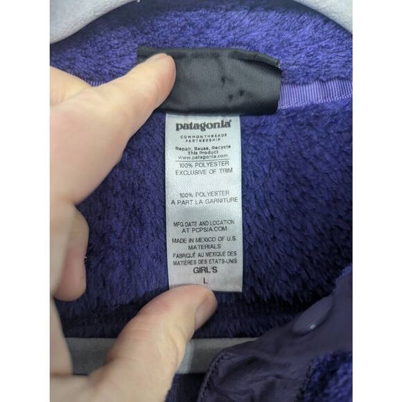 Patagonia Girls' Re-Tool Snap-T® Pullover size large purple fleece - Picture 4 of 7